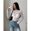 image:imageZeagoo Womens Mesh Long Sleeve Tops Mock Neck Going Out See Through Shirts Sexy Sheer Blouses Clubwear SXXLSf327