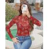 image:imageZeagoo Womens Mesh Long Sleeve Tops Mock Neck Going Out See Through Shirts Sexy Sheer Blouses Clubwear SXXLSf328