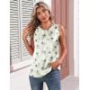 image:imageZeagoo Womens Silk Satin Tank Tops Crew Neck Pleated Camisole Sleeveless Business Work Blouse Dressy Casual Summer ShirtApricot Grey Floral