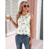 image:imageZeagoo Womens Silk Satin Tank Tops Crew Neck Pleated Camisole Sleeveless Business Work Blouse Dressy Casual Summer ShirtApricot Grey Floral