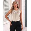 image:imageZeagoo Womens Silk Satin Tank Tops Crew Neck Pleated Camisole Sleeveless Business Work Blouse Dressy Casual Summer ShirtLight Champagne