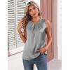 image:imageZeagoo Womens Silk Satin Tank Tops Crew Neck Pleated Camisole Sleeveless Business Work Blouse Dressy Casual Summer ShirtLight Grey
