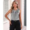 image:imageZeagoo Womens Silk Satin Tank Tops Crew Neck Pleated Camisole Sleeveless Business Work Blouse Dressy Casual Summer ShirtLight Grey