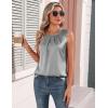 image:imageZeagoo Womens Silk Satin Tank Tops Crew Neck Pleated Camisole Sleeveless Business Work Blouse Dressy Casual Summer ShirtLight Grey