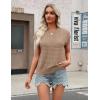 image:imageZeagoo Womens Spring Summer Crochet Tops Cap Sleeve Sweater Vest Hollow Out Pullover Shirts Beach Vacation ClothesAkhaki