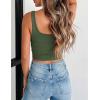 image:imageZeagoo Womens Square Neck Sleeveless Crop Tops 2026 Cute Double Layer Casual Slim Fit Trendy Tank TopsArmy Green