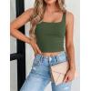 image:imageZeagoo Womens Square Neck Sleeveless Crop Tops 2026 Cute Double Layer Casual Slim Fit Trendy Tank TopsArmy Green
