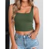 image:imageZeagoo Womens Square Neck Sleeveless Crop Tops 2026 Cute Double Layer Casual Slim Fit Trendy Tank TopsArmy Green