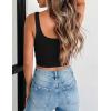 image:imageZeagoo Womens Square Neck Sleeveless Crop Tops 2026 Cute Double Layer Casual Slim Fit Trendy Tank TopsBlack