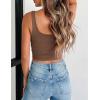 image:imageZeagoo Womens Square Neck Sleeveless Crop Tops 2026 Cute Double Layer Casual Slim Fit Trendy Tank TopsBrown