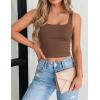 image:imageZeagoo Womens Square Neck Sleeveless Crop Tops 2026 Cute Double Layer Casual Slim Fit Trendy Tank TopsBrown