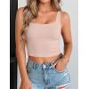 image:imageZeagoo Womens Square Neck Sleeveless Crop Tops 2026 Cute Double Layer Casual Slim Fit Trendy Tank TopsChampagne