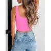 image:imageZeagoo Womens Square Neck Sleeveless Crop Tops 2026 Cute Double Layer Casual Slim Fit Trendy Tank TopsFluo Pink