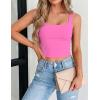 image:imageZeagoo Womens Square Neck Sleeveless Crop Tops 2026 Cute Double Layer Casual Slim Fit Trendy Tank TopsFluo Pink