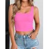 image:imageZeagoo Womens Square Neck Sleeveless Crop Tops 2026 Cute Double Layer Casual Slim Fit Trendy Tank TopsFluo Pink
