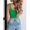 image:imageZeagoo Womens Square Neck Sleeveless Crop Tops 2026 Cute Double Layer Casual Slim Fit Trendy Tank TopsGreen
