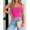image:imageZeagoo Womens Square Neck Sleeveless Crop Tops 2026 Cute Double Layer Casual Slim Fit Trendy Tank TopsHot Pink