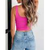 image:imageZeagoo Womens Square Neck Sleeveless Crop Tops 2026 Cute Double Layer Casual Slim Fit Trendy Tank TopsHot Pink