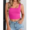 image:imageZeagoo Womens Square Neck Sleeveless Crop Tops 2026 Cute Double Layer Casual Slim Fit Trendy Tank TopsHot Pink