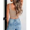 image:imageZeagoo Womens Square Neck Sleeveless Crop Tops 2026 Cute Double Layer Casual Slim Fit Trendy Tank TopsKhaki