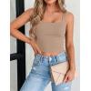image:imageZeagoo Womens Square Neck Sleeveless Crop Tops 2026 Cute Double Layer Casual Slim Fit Trendy Tank TopsKhaki