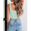 image:imageZeagoo Womens Square Neck Sleeveless Crop Tops 2026 Cute Double Layer Casual Slim Fit Trendy Tank TopsMint Green