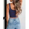 image:imageZeagoo Womens Square Neck Sleeveless Crop Tops 2026 Cute Double Layer Casual Slim Fit Trendy Tank TopsNavy Blue
