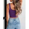 image:imageZeagoo Womens Square Neck Sleeveless Crop Tops 2026 Cute Double Layer Casual Slim Fit Trendy Tank TopsPurple