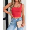 image:imageZeagoo Womens Square Neck Sleeveless Crop Tops 2026 Cute Double Layer Casual Slim Fit Trendy Tank TopsRed