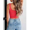image:imageZeagoo Womens Square Neck Sleeveless Crop Tops 2026 Cute Double Layer Casual Slim Fit Trendy Tank TopsRed