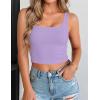 image:imageZeagoo Womens Square Neck Sleeveless Crop Tops 2026 Cute Double Layer Casual Slim Fit Trendy Tank TopsViolet
