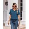 image:imageZeagoo Womens Summer Tops V Neck Short Sleeve Shirts Dressy Casual Blouse Spring Vacation Tshirts ClothesDark Blue