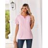 image:imageZeagoo Womens Summer Tops V Neck Short Sleeve Shirts Dressy Casual Blouse Spring Vacation Tshirts ClothesPink Stripes