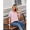 image:imageZeagoo Womens Summer Tops V Neck Short Sleeve Shirts Dressy Casual Blouse Spring Vacation Tshirts ClothesPink Stripes