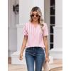 image:imageZeagoo Womens Summer Tops V Neck Short Sleeve Shirts Dressy Casual Blouse Spring Vacation Tshirts ClothesPink Stripes