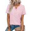 image:imageZeagoo Womens Summer Tops V Neck Short Sleeve Shirts Dressy Casual Blouse Spring Vacation Tshirts ClothesPink Stripes