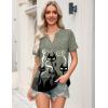 image:imageZeagoo Womens Tops Short Sleeve V Neck Tee Shirts Cute Dressy Casual Clothing Business Work BlouseGray Cat Dw176
