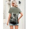 image:imageZeagoo Womens Tops Short Sleeve V Neck Tee Shirts Cute Dressy Casual Clothing Business Work BlouseGray Cat Dw176