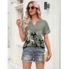 image:imageZeagoo Womens Tops Short Sleeve V Neck Tee Shirts Cute Dressy Casual Clothing Business Work BlouseGray Cat Dw176