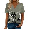 image:imageZeagoo Womens Tops Short Sleeve V Neck Tee Shirts Cute Dressy Casual Clothing Business Work BlouseGray Cat Dw176