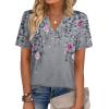image:imageZeagoo Womens Tops Short Sleeve V Neck Tee Shirts Cute Dressy Casual Clothing Business Work BlouseGrey Flower Hf36