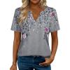 image:imageZeagoo Womens Tops Short Sleeve V Neck Tee Shirts Cute Dressy Casual Clothing Business Work BlouseGrey Flower Hf36
