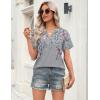 image:imageZeagoo Womens Tops Short Sleeve V Neck Tee Shirts Cute Dressy Casual Clothing Business Work BlouseGrey Flower Hf36