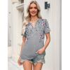 image:imageZeagoo Womens Tops Short Sleeve V Neck Tee Shirts Cute Dressy Casual Clothing Business Work BlouseGrey Flower Hf36