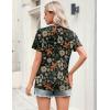 image:imageZeagoo Womens Tops Short Sleeve V Neck Tee Shirts Cute Dressy Casual Clothing Business Work BlouseMaple Leaf Wf157