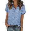 image:imageZeagoo Short Sleeve Summer Tops for Women Casual Button Down Shirts SolidStriped Business Work BlousesTz273