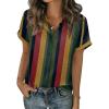 image:imageZeagoo Short Sleeve Summer Tops for Women Casual Button Down Shirts SolidStriped Business Work BlousesTz275