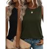 image:imageZeagoo Womens 2026 Tank Tops Casual Crewneck Sleeveless T Shirts Loose Fit Summer Tunic Blouse2 Packarmy Green and Black