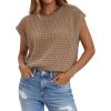 image:imageZeagoo Womens Spring Summer Crochet Tops Cap Sleeve Sweater Vest Hollow Out Pullover Shirts Beach Vacation ClothesAkhaki