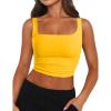 image:imageZeagoo Womens Square Neck Sleeveless Crop Tops 2026 Cute Double Layer Casual Slim Fit Trendy Tank TopsYellow
